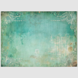 Elegant Green and Gold Decoupage Tissue Paper