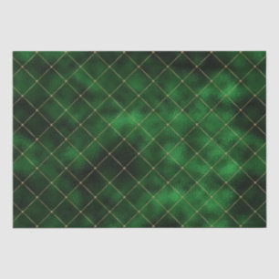 Elegant Green and Gold Diamonds Pattern Tissue Paper