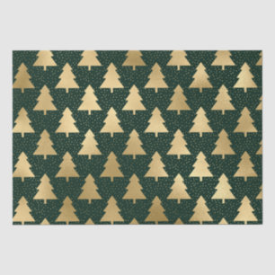 Elegant Green and Gold Faux Foil Christmas Tree Tissue Paper