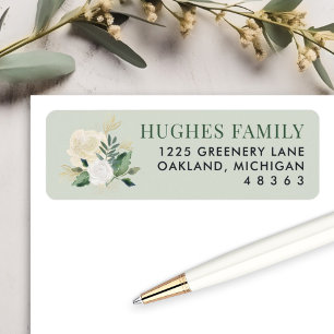 Elegant Green and Gold Floral Return Address
