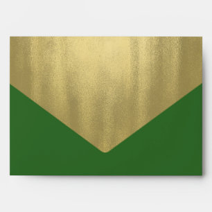Elegant Green and Gold Foil Christmas Holiday Envelopes