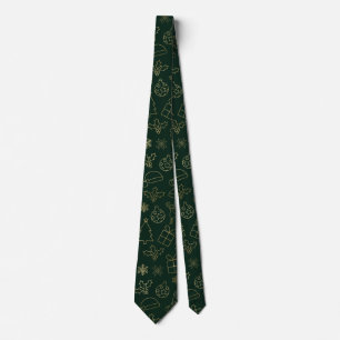 Elegant Green and Gold Foil Christmas Pattern Tie