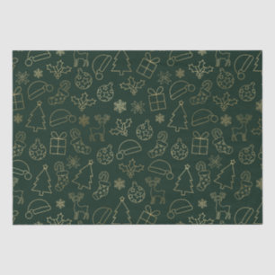 Elegant Green and Gold Foil Christmas Pattern Tissue Paper