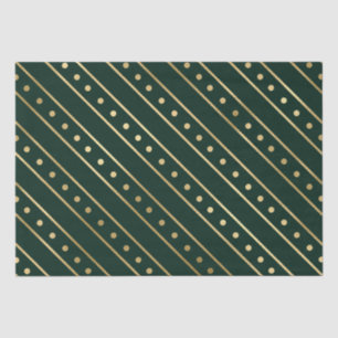 Elegant Green and Gold Foil Christmas Stripes Tissue Paper