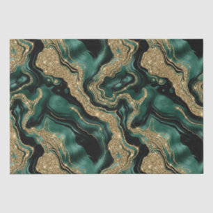 Elegant Green and Gold Glitter Agate Birthday Tissue Paper