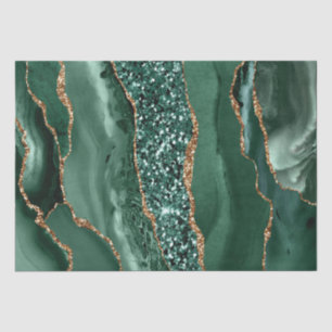 Elegant Green and Gold Glitter Ocean Agate Tissue Paper