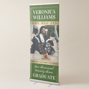 Elegant Green and Gold Graduation Retractable Banner