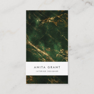 Elegant green and gold marble vertical business card