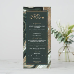 Elegant Green and Gold Marble Wedding Menu