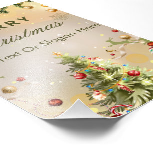 Elegant Green and Gold Modern Merry Christmas Post Photo Print