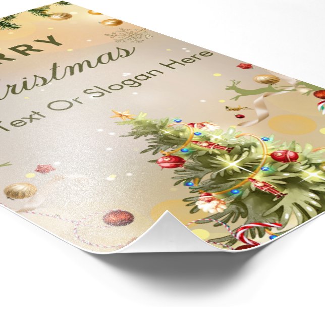 Elegant Green and Gold Modern Merry Christmas Post Photo Print (Corner)