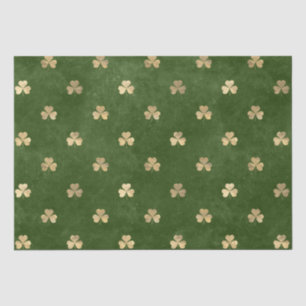 Elegant Green and Gold Shamrock Pattern Tissue Paper