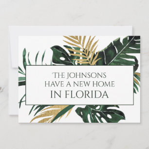 Elegant Green and Gold Tropical Bouquet New Home Announcement
