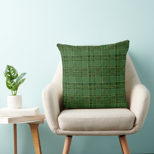 Elegant Green and Gold Winter Christmas Plaid Cushion (Chair)