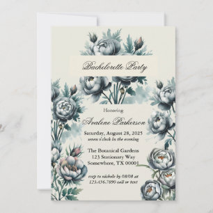 Elegant Green and Grey Bouquet Bachelorette Party Invitation
