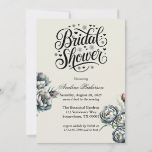 Elegant Green and Grey Bouquet Bridal Shower Invitation