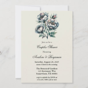 Elegant Green and Grey Bouquet Couples Shower Invitation