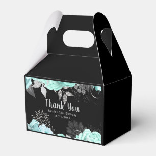 Elegant Green and Silver Flowers Birthday Party Favour Box