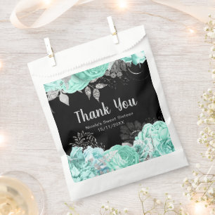 Elegant Green and Silver Flowers Sweet Sixteen Favour Bags