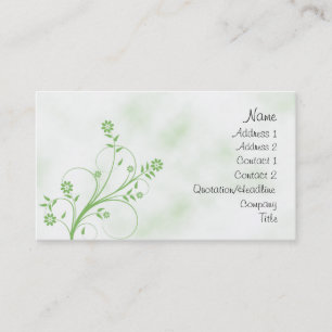 Elegant green and white floral design business card