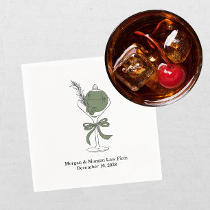 Elegant Green Black Christmas Holiday Party Napkin