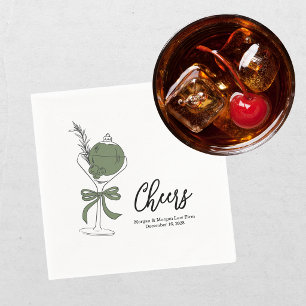Elegant Green Black Christmas Holiday Party Napkin