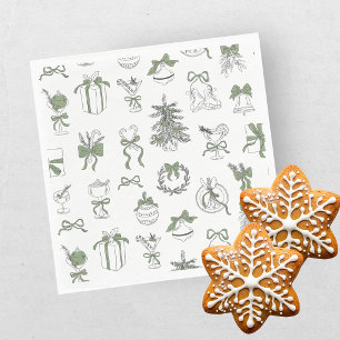 Elegant Green Black Christmas Holiday Party Napkin