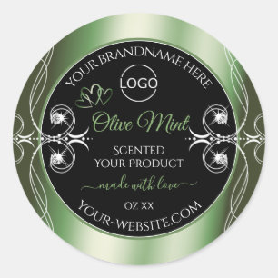 Elegant Green Black Product Labels Jewels and Logo