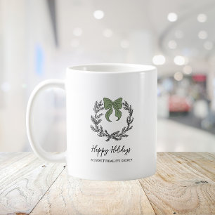 Elegant Green Black Wreath Christmas Holiday Coffee Mug