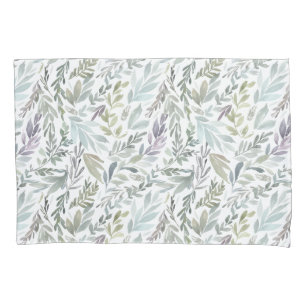 Elegant Green Blue Botanical Watercolor Twin Pillowcase