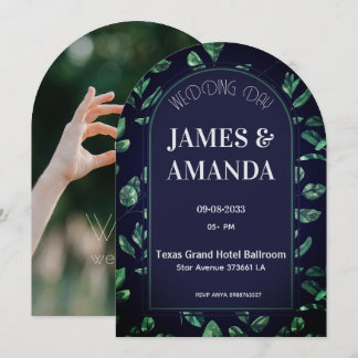Elegant Green & Blue Floral theme Invitation