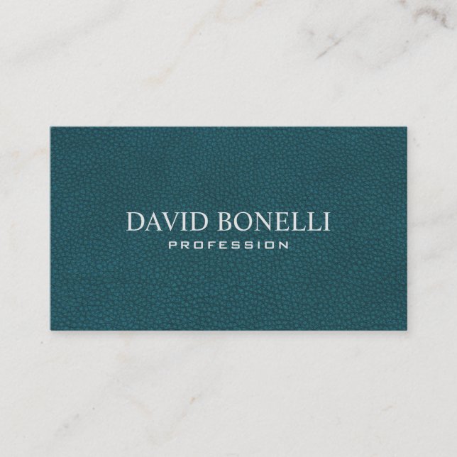 Elegant Green Blue Leather Look Professional Business Card (Front)