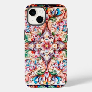 ELEGANT GREEN BLUE PINK RED FLORAL FANTASY Case-Mate iPhone 14 CASE