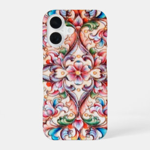 ELEGANT GREEN BLUE PINK RED FLORAL FANTASY iPhone 16 CASE