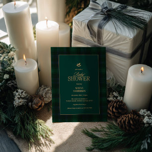 Elegant Green blue tartan Plaid Invitation