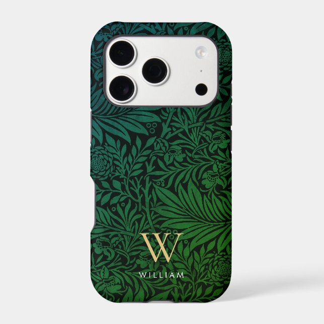 Elegant Green Boho Botanical Pattern Monogram (Back)