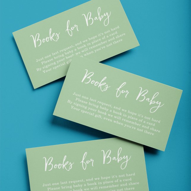 Elegant Green Books for Baby Baby Shower  Enclosure Card (Creator Uploaded)