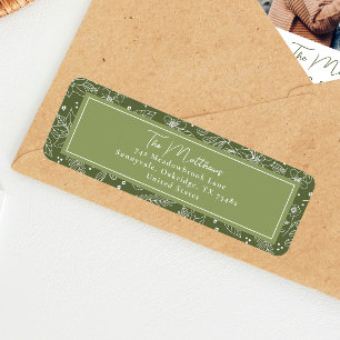 Elegant Green Botanical Christmas Address Return