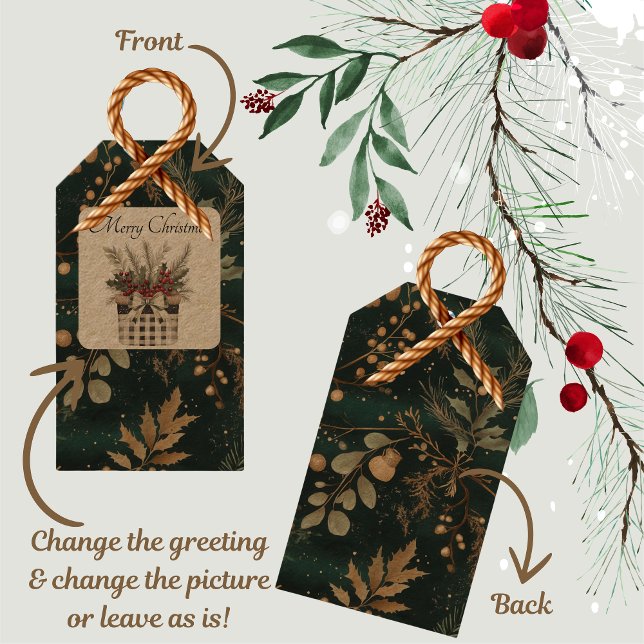 Elegant Green Botanical Christmas Gift Tags (How cute are these gift tags! Get them now and add a botanical touch to your christmas gifts!)