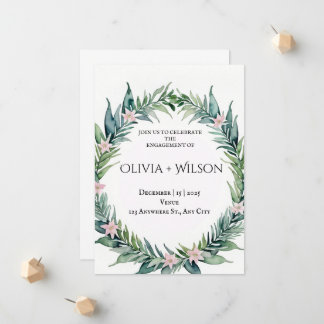 Elegant Green Botanical Engagement Invitation