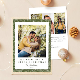 Elegant Green Botanical Greenery Photo Christmas Holiday Card