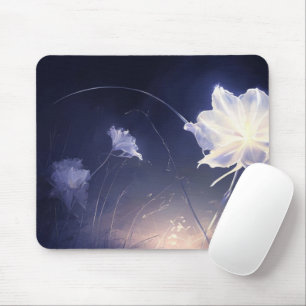 Elegant Green Botanical Leaves on Beige Background Mouse Mat