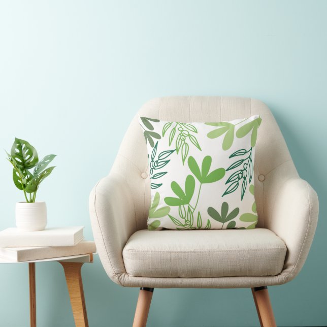 Elegant Green Botanical Pattern Cushion (Chair)