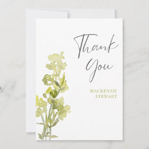 Elegant Green Botanical Watercolor 30th Birthday Thank You Card