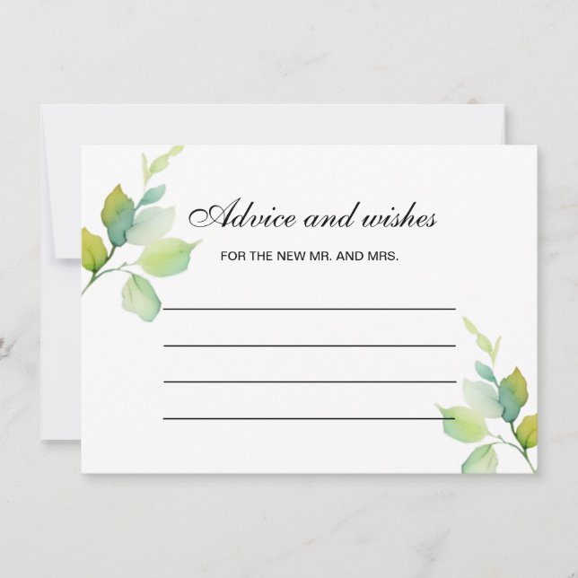 Elegant green botanical watercolor advice  card (Front)
