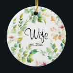 Elegant green botanical watercolor wildflowers  ceramic tree decoration<br><div class="desc">Elegant botanical watercolor wildflowers greenery - great gift idea for new Bride! To get started changing names and event details, click on "Personalise this template" and edit the wording in the template boxes. To access the more advanced editing tools, scroll down to "Click to customise further". Once you are in...</div>