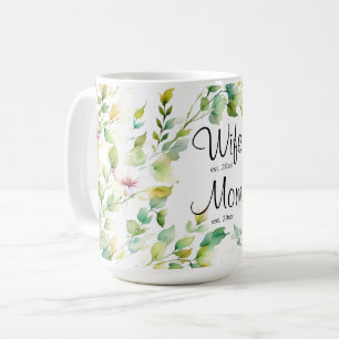 Elegant green botanical watercolor wildflowers  coffee mug