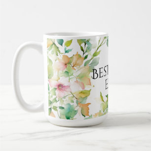 Elegant green botanical watercolor wildflowers mum coffee mug