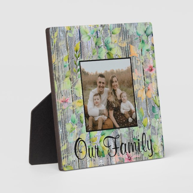 Elegant green botanical watercolor wildflowers  plaque (Front)