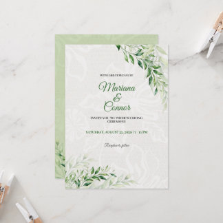 Elegant Green Botanical Wedding Invitation